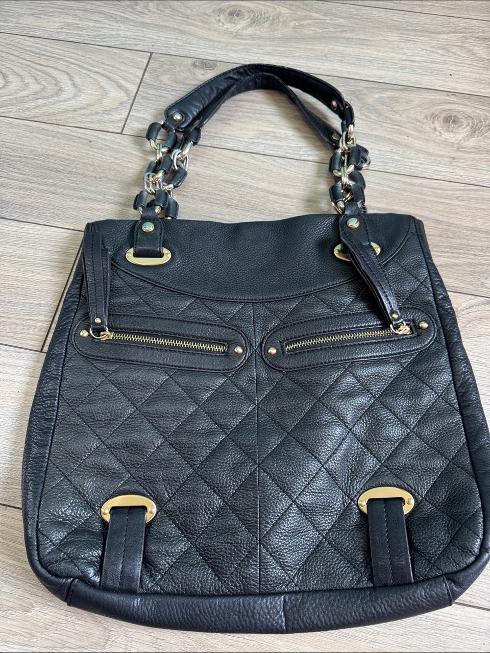 B.Makowsky Black Quilted Leather shoulder Bag